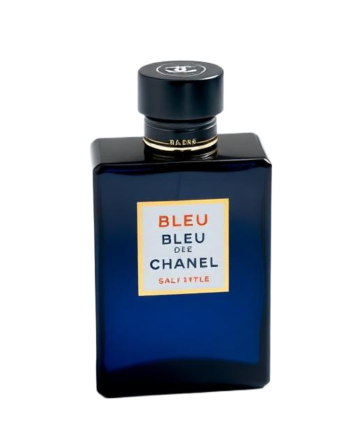 Blue Chanel luxury perfume bottle